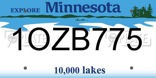1OZB775 Minnesota License Plate