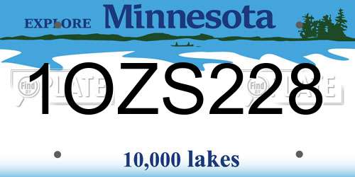 1OZS228 Minnesota License Plate
