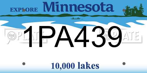 1PA439 Minnesota License Plate