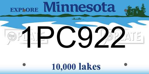 1PC922 Minnesota License Plate