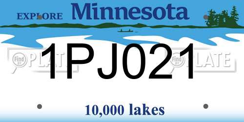 1PJ021 Minnesota License Plate