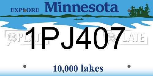 1PJ407 Minnesota License Plate