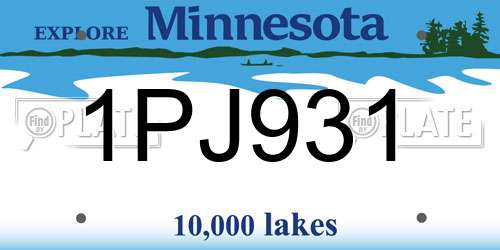1PJ931 Minnesota License Plate