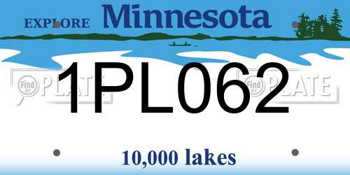 1PL062 Minnesota License Plate