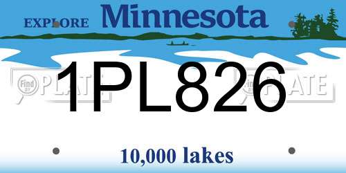 1PL826 Minnesota License Plate