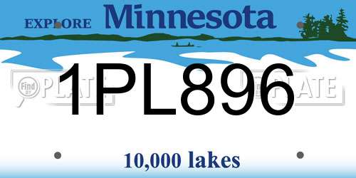 1PL896 Minnesota License Plate