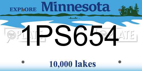 1PS654 Minnesota License Plate
