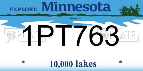 1PT763 Minnesota License Plate