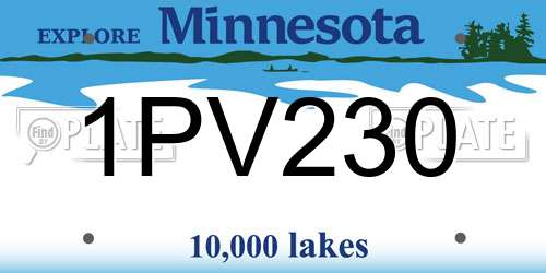 1PV230 Minnesota License Plate