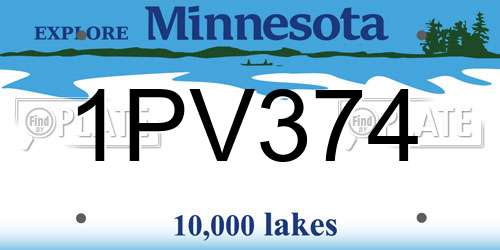 1PV374 Minnesota License Plate