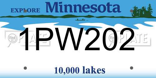 1PW202 Minnesota License Plate