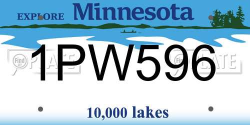 1PW596 Minnesota License Plate