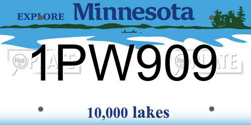 1PW909 Minnesota License Plate