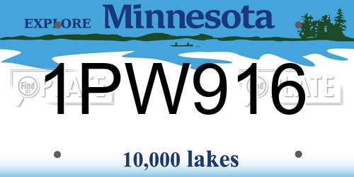 1PW916 Minnesota License Plate