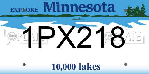 1PX218 Minnesota License Plate
