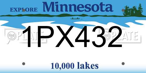 1PX432 Minnesota License Plate