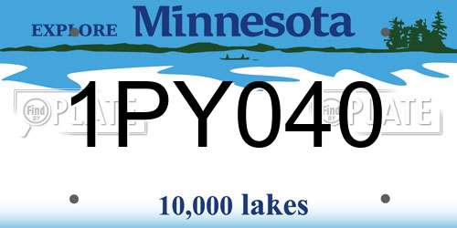 1PY040 Minnesota License Plate