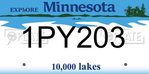 1PY203 Minnesota License Plate