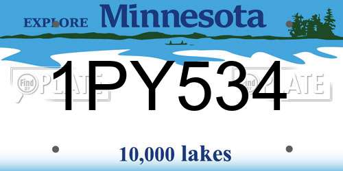 1PY534 Minnesota License Plate