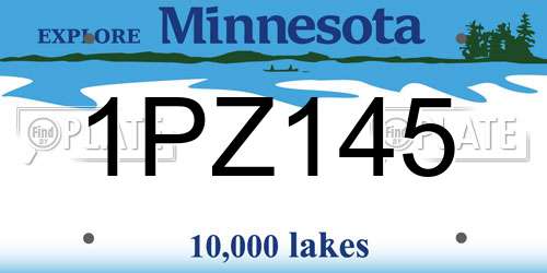 1PZ145 Minnesota License Plate