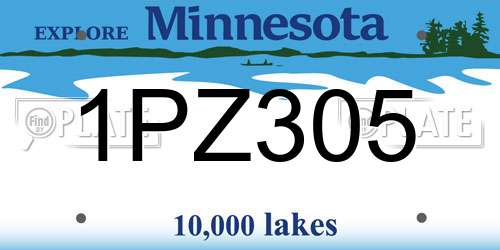 1PZ305 Minnesota License Plate