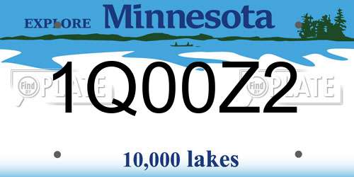 1Q00Z2 Minnesota License Plate