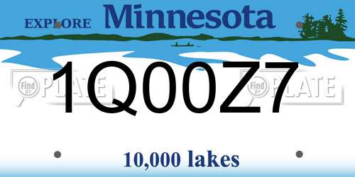 1Q00Z7 Minnesota License Plate