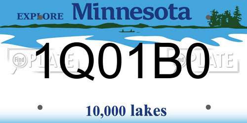 1Q01B0 Minnesota License Plate