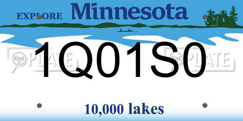1Q01S0 Minnesota License Plate