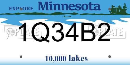 1Q34B2 Minnesota License Plate