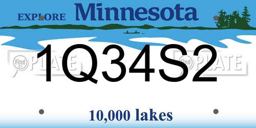 1Q34S2 Minnesota License Plate