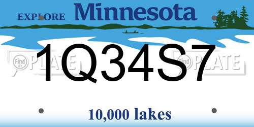 1Q34S7 Minnesota License Plate