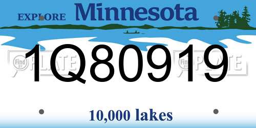 1Q80919 Minnesota License Plate