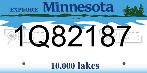 1Q82187 Minnesota License Plate