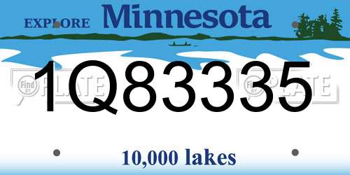 1Q83335 Minnesota License Plate