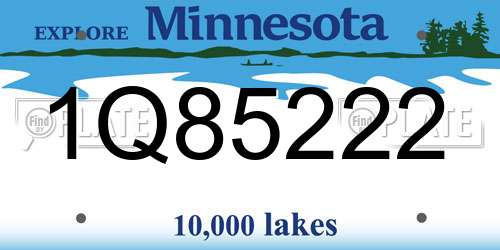 1Q85222 Minnesota License Plate