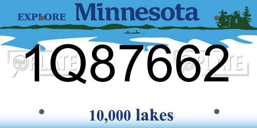 1Q87662 Minnesota License Plate