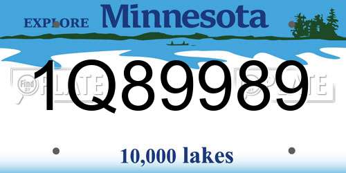 1Q89989 Minnesota License Plate