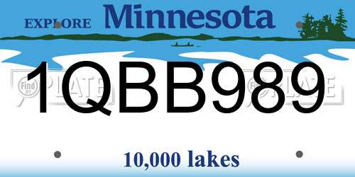 1QBB989 Minnesota License Plate