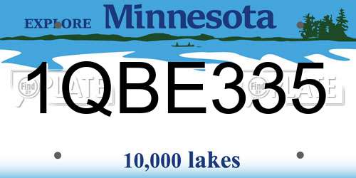 1QBE335 Minnesota License Plate