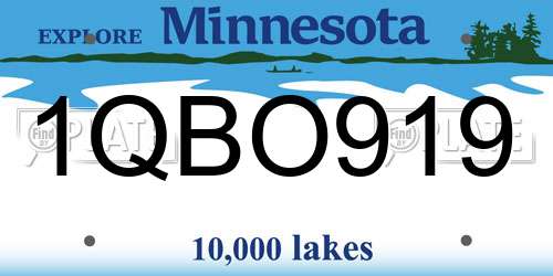 1QBO919 Minnesota License Plate