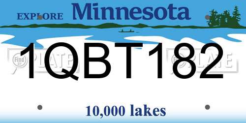 1QBT182 Minnesota License Plate