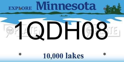 1QDH08 Minnesota License Plate
