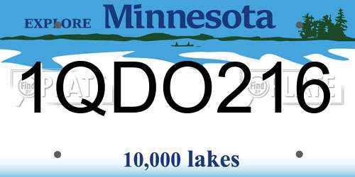 1QDO216 Minnesota License Plate