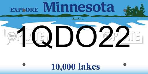 1QDO22 Minnesota License Plate
