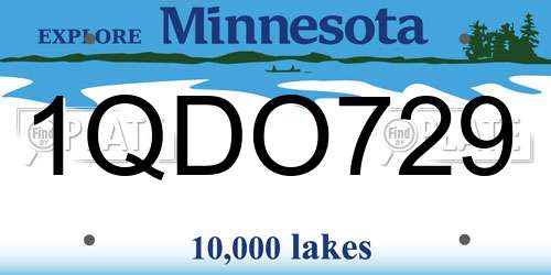 1QDO729 Minnesota License Plate