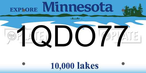 1QDO77 Minnesota License Plate