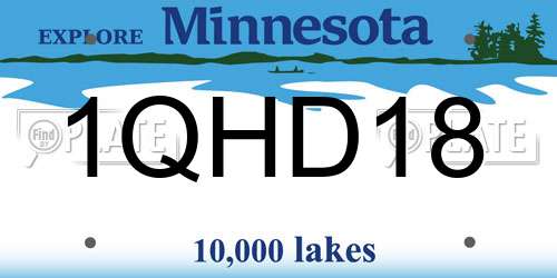 1QHD18 Minnesota License Plate