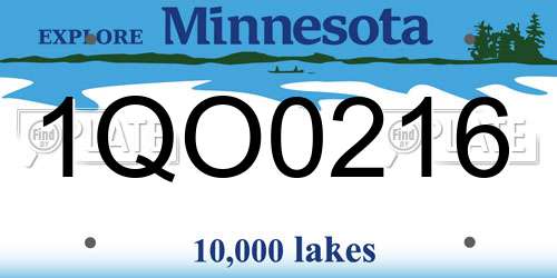 1QO0216 Minnesota License Plate