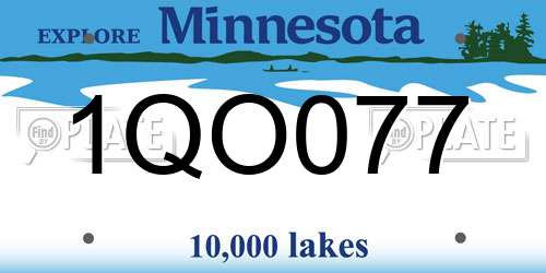 1QO077 Minnesota License Plate